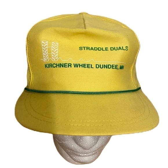 Vintage Straddle Duals John Deere Tractor Hat Strapback Yellow Green Rope - Picture 1 of 9